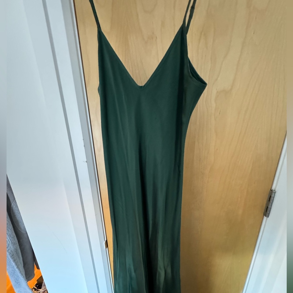 Silk Laundry slip dress emerald green size small